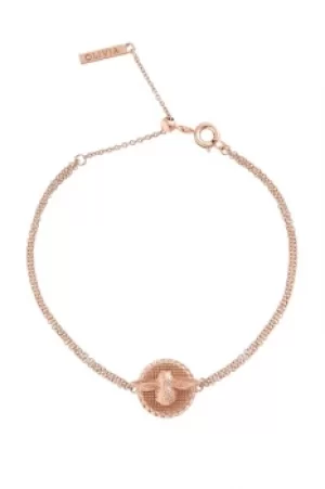 Image of Ladies Olivia Burton Rose Gold Plated 3D Bee Disc Chain Bracelet OBJ16AMB23