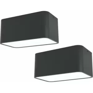 Image of 2 PACK Wall / Ceiling Light Black Square Accent Downlight 2x 28W E27 Bulb