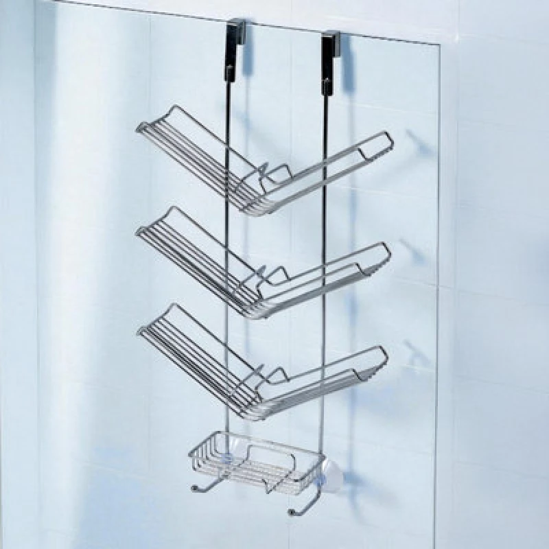 Image of Showerdrape Atrium Collection Chrome Steel Hanging Shower Caddy Metallic Silver