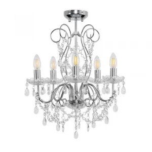 Image of Viscount 5 Way K5 Crystal Ceiling Light in Clear Acrylic and Chrome