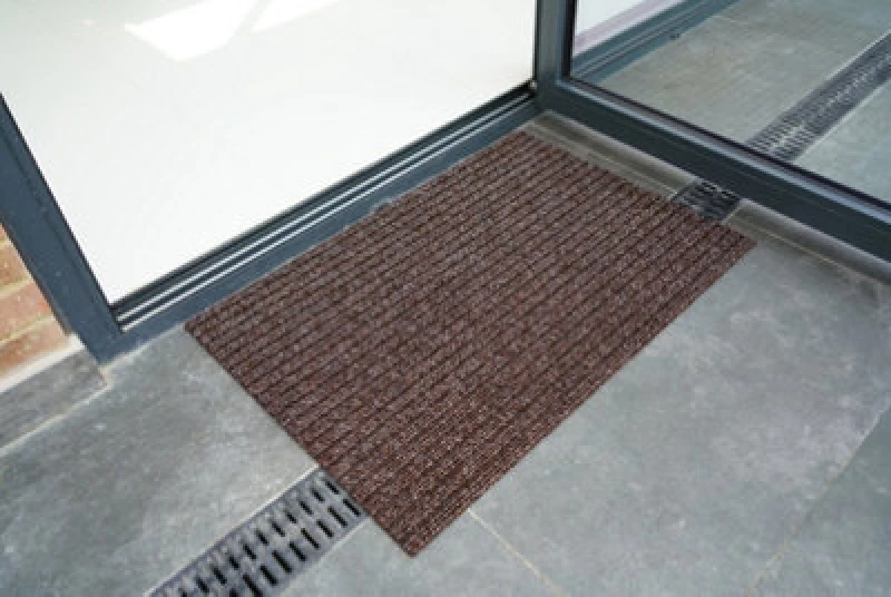 Image of Non Slip Coir Style Heavy Duty Rubber Back Door Mats Brown 50X80 Cm