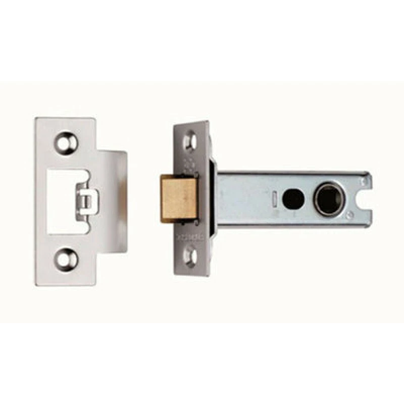 Image of Loops 76mm Heavy Sprung Tubular Door Latch 8mm Follower Square Forend Satin Chrome Multi unisex