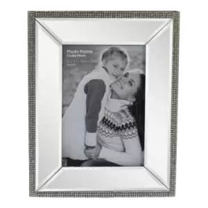 Image of 4 x 6 Mirrored Freestanding Photo Frame With Crystal Detail
