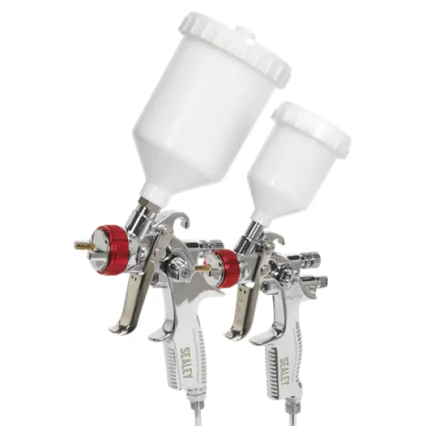 Image of Genuine SEALEY HVLP774 HVLP Gravity Feed Top Coat/Touch-Up Spray Gun Set