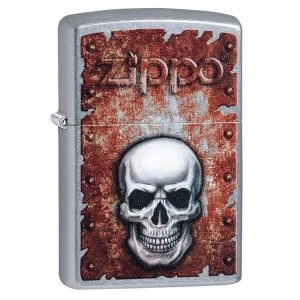 Image of Zippo Rusted Skull Design Chrome Regular Windproof Lighter
