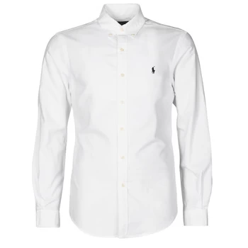 Image of Polo Ralph Lauren CHEMISE CINTREE SLIM FIT EN OXFORD LEGER TYPE CHINO COL BOUTONNE mens Long sleeved Shirt in White - Sizes EU XXL,EU S,EU M,EU L,EU X