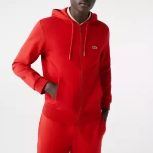 Image of Mens Lacoste Kangaroo Pocket Fleece Sweatshirt Size 4 - M Red