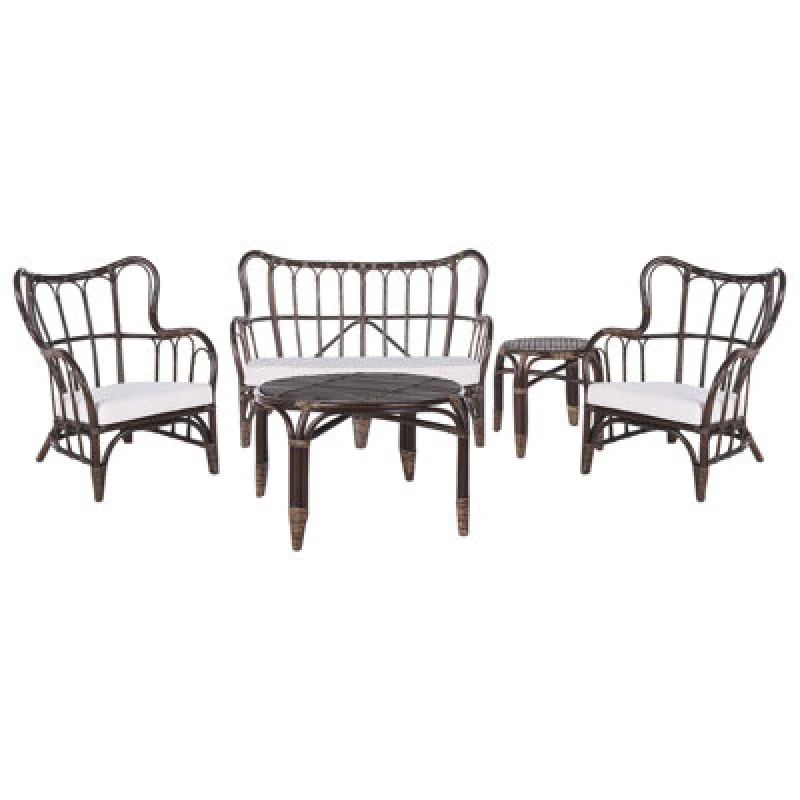 Image of Beliani Garden Lounge Set With Table 4 Seater Brindisi Rattan Dark Brown