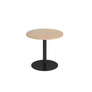 Image of Monza circular dining table with flat round Black base 800mm - kendal oak