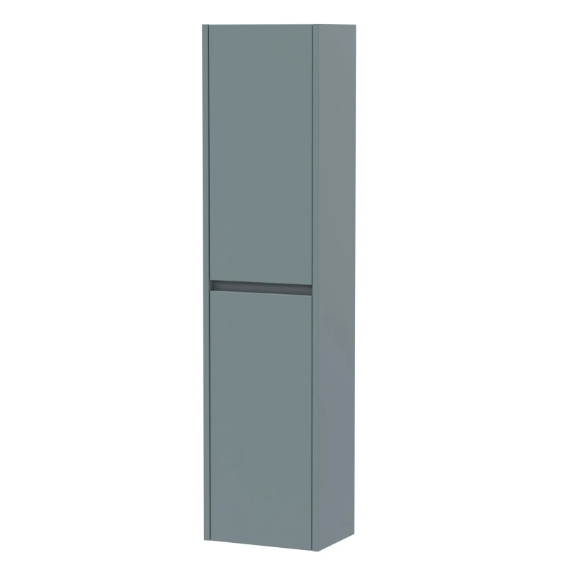 Image of Balterley Square Wall Hung 2 Door Tall Bathroom Unit, 350mm - Matt Coastal Grey Grey