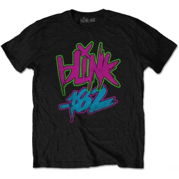 Image of Blink-182 - Neon Logo Unisex Small T-Shirt - Black