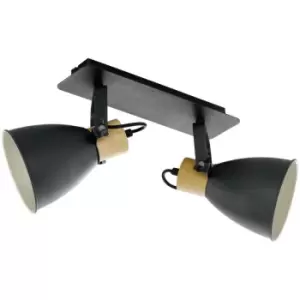 Image of Eglo - Coswarth 2 Lamp Twin Spotlight Anthracite, Cream-White, Brown