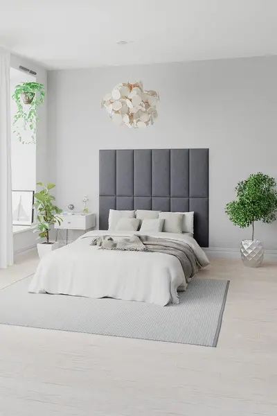 Image of Aspire EasyMount Wall Mounted Upholstered Panels, Modular DIY Headboard in Plush Velvet Fabric (Pack of 8) Navy