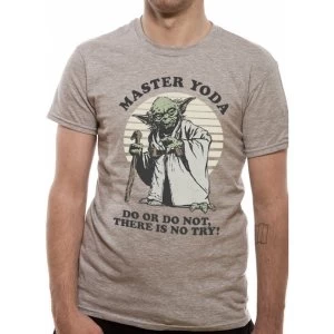 Image of Star Wars - Yoda Do Or Do Not Mens Small T-Shirt - Grey