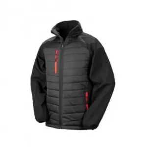 Image of Result Mens Black Compass Padded Soft Shell Jacket (XS) (Black/Red)