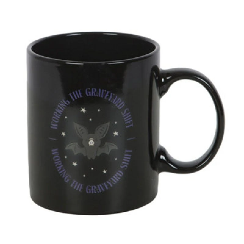 Image of Something Different Something Different Working The Graveyard Shift Bat 450ml Mug in Black One Size Unisex 5063750604152