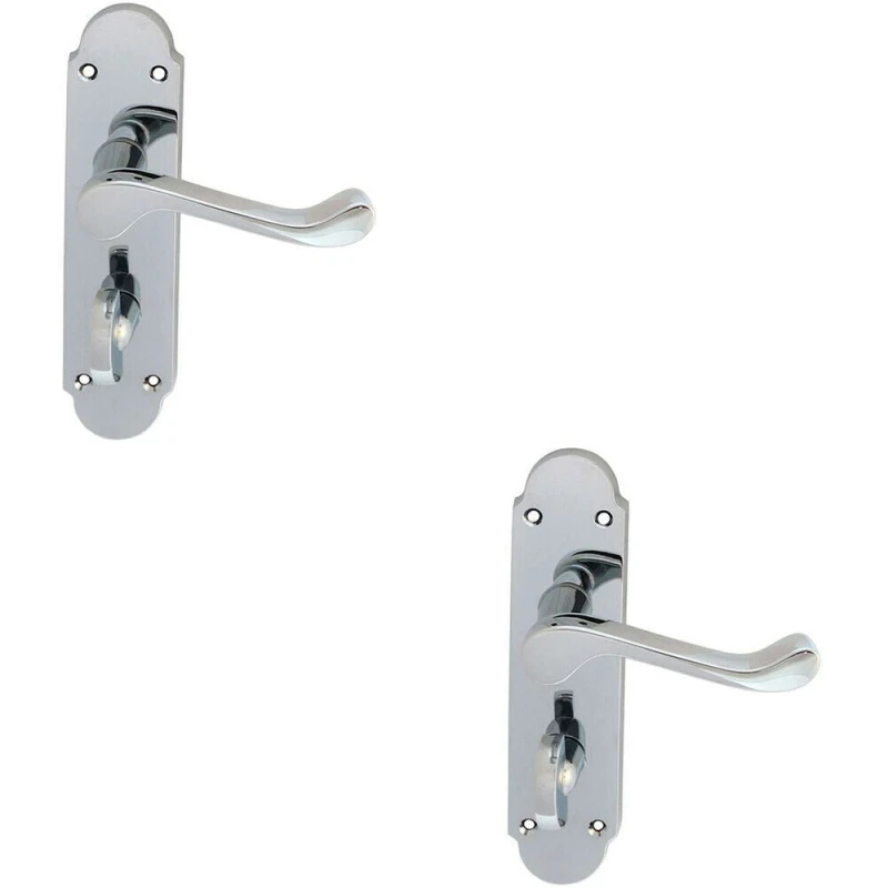 Image of Loops 2x PAIR Victorian Upturned Lever on Bathroom Backplate 170 x 42mm Chrome Multi