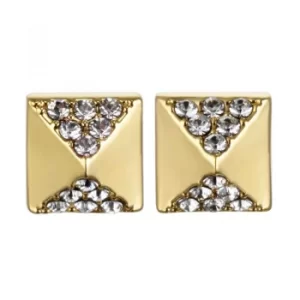 Image of Ladies Karl Lagerfeld Gold Plated Pave Pyramid Earrings