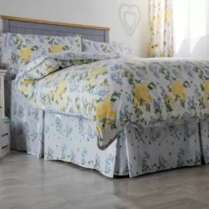 Image of Arabella Country Dream Fitted Valance (King) (White/Blue/Lemon) - White/Blue/Lemon - Belledorm