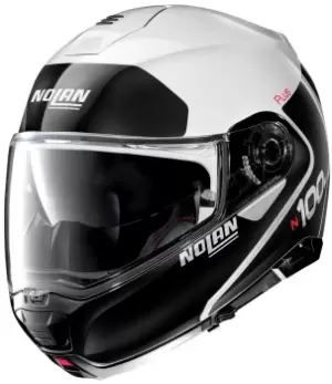 Image of Nolan N100-5 Plus Destinctive N-Com Helmet, black-white Size M black-white, Size M