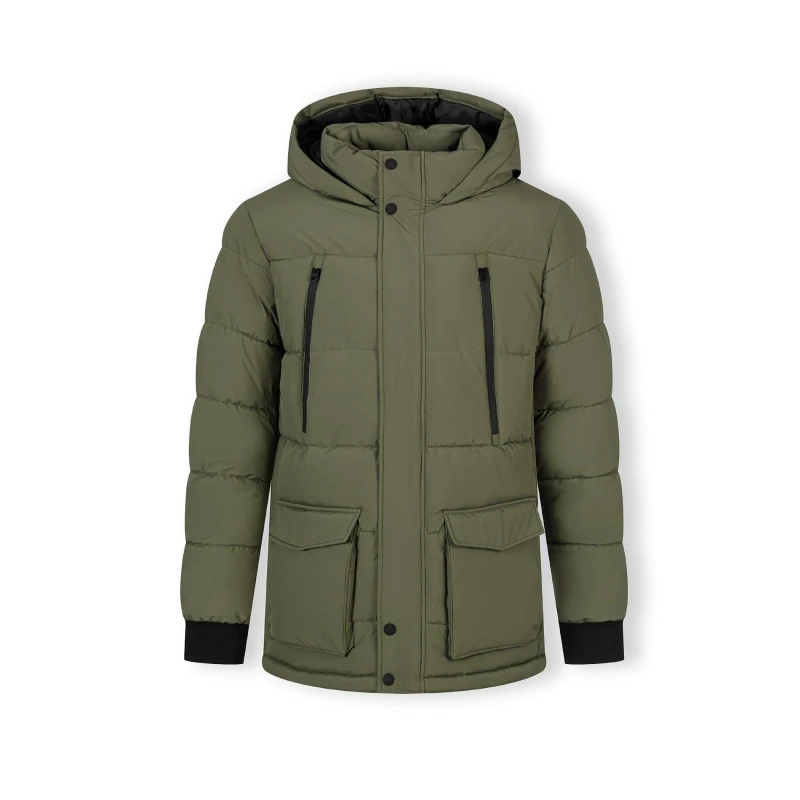 Image of Minoti Men long jacket fleece lined zip pockets khaki Khaki male X Small