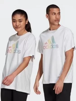Image of adidas Pride Logo Graphic T-Shirt (gender Neutral), Black/Multi, Size XS, Men