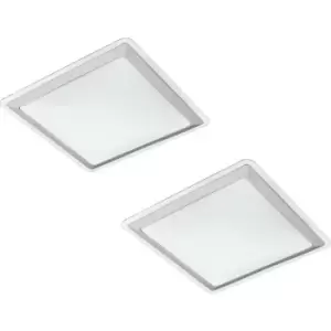 Image of 2 PACK Wall Flush Ceiling Light Colour White Shade White Silver Plastic LED 24W