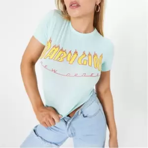 Image of I Saw It First Saw It First Babygirl Flame Detail Graphic T Shirt - Green