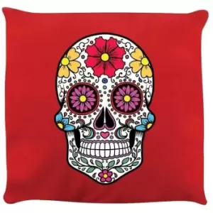 Image of Grindstore Sugar Skull Cushion (One Size) (Red) - Red