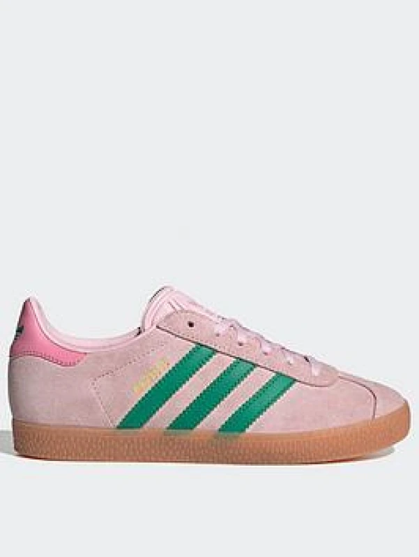 Image of adidas Originals Unisex Kids Gazelle Low-Top Trainers Pink/Court Grn unisex 5.5 (38.7)