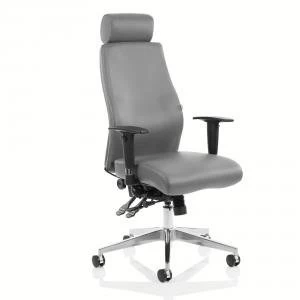Image of Adroit Onyx Ergo Posture Chair With Headrest With Arms Bonded Leather
