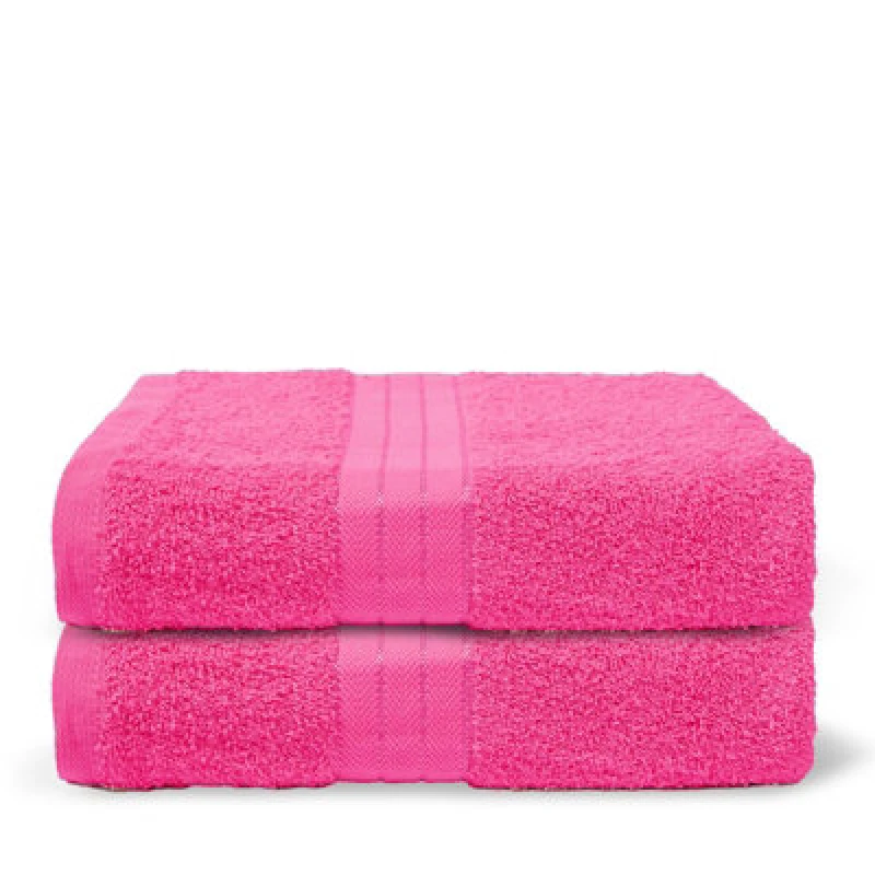 Image of OHS OHS 2 Pack of 100% Cotton Bathroom Bath Towel in Pink Pink Bath Towel Unisex 5027434228911