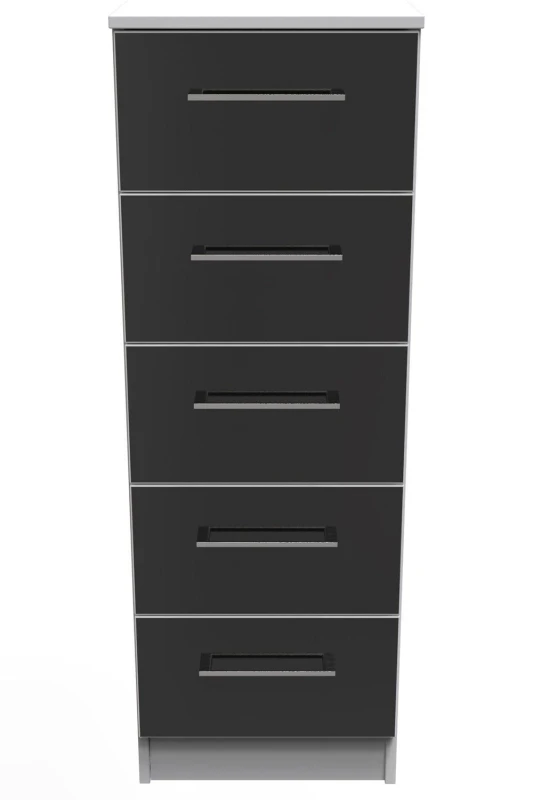 Image of Chester 5 Drawer Tallboy In Black & White (Ready Assembled)