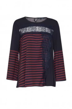 Image of French Connection Isabella Light Striped Crepe Top Blue