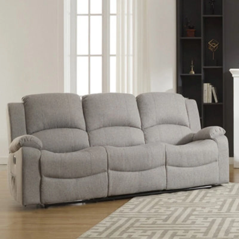 Image of Marldon 201Cm Wide Dark Grey Fabric 3 Seat Electrically Operated Reclining 3 Seat Sofa
