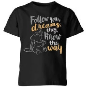 Image of Dumbo Follow Your Dreams Kids T-Shirt - Black - 3-4 Years