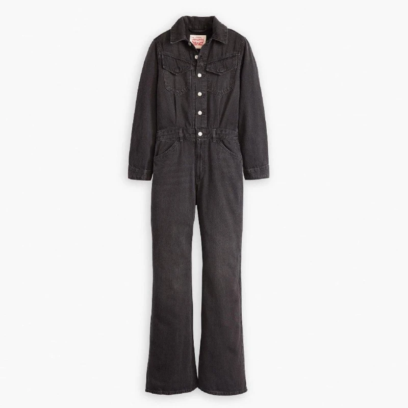 Image of Levis Womens Wstrn Jumpsuit Jumpsuits 26 L32 Black 65527503264