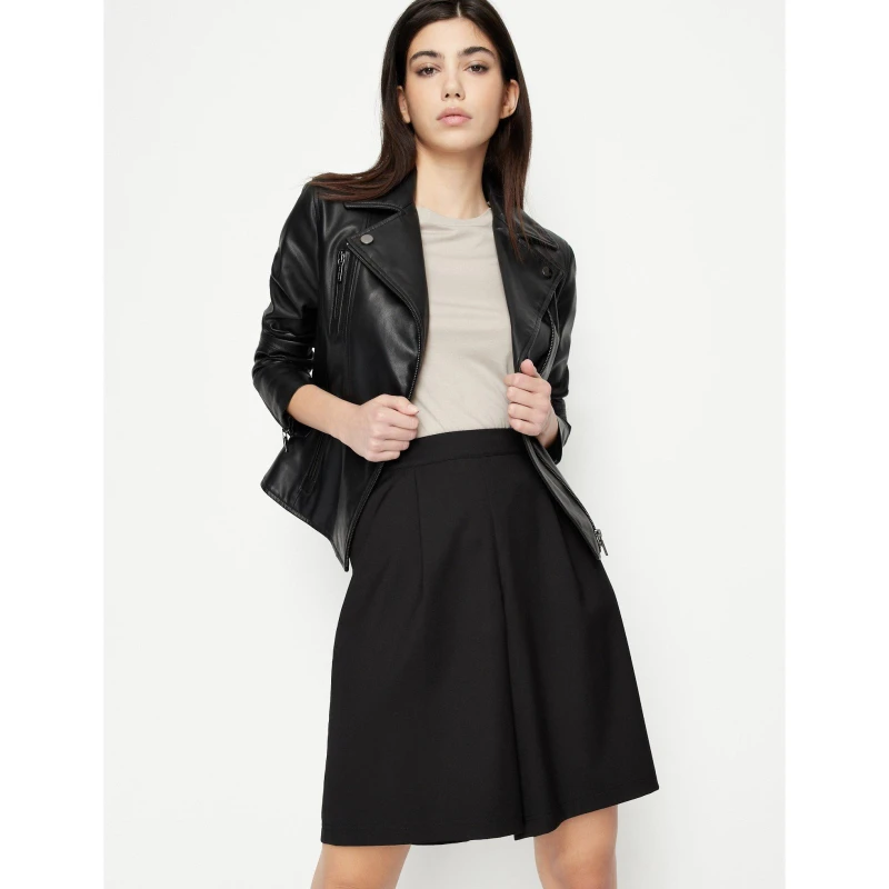 Image of Armani Exchange Womens Lapel Long Sleeve Faux Leather Jacket Black 1200 female 8 (XS)