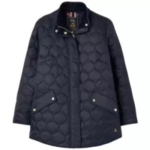 Image of Joules Womens Rosedale Mid Length Onion Quilted Jacket Marine Navy 14