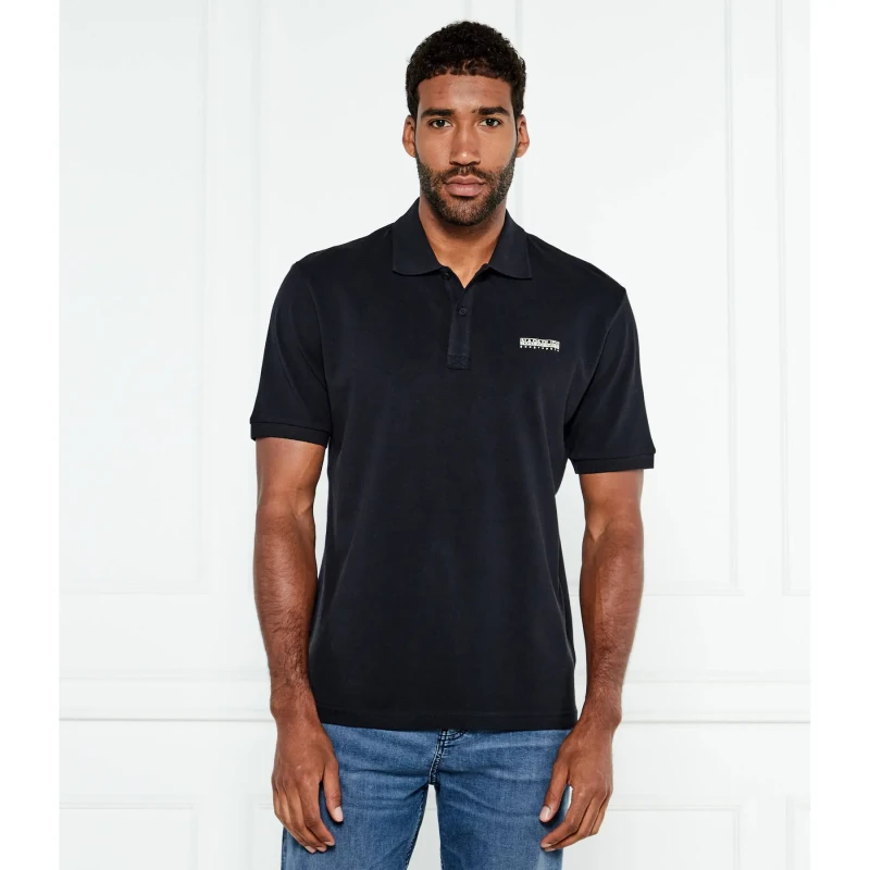 Image of Short sleeve polo shirt Napapijri E-Small Box Noir Male M