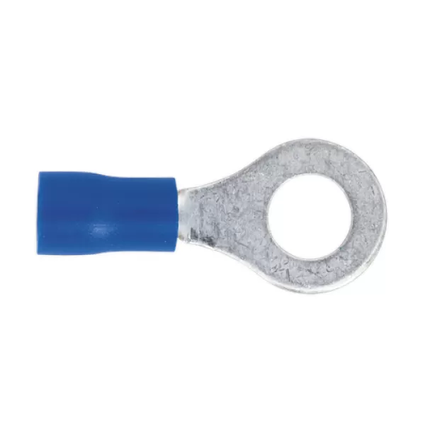 Image of Genuine SEALEY BT26 Easy-Entry Ring Terminal Ø6.4mm (1/4) Blue Pack of 100