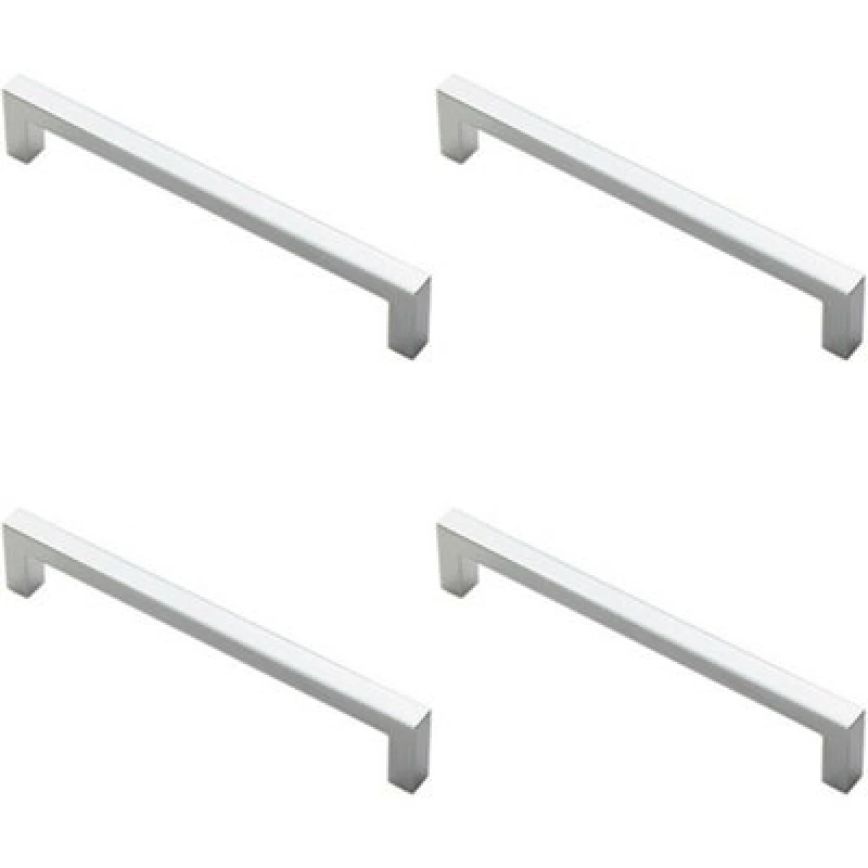 Image of Loops 4x Square Block Pull Handle 170 x 10mm 160mm Fixing Centres Polished Chrome Multi unisex
