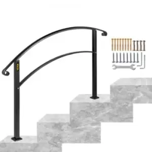 Image of VEVOR Adjustable Wrought iron Transition Handrail Matte Black 3FT Fits 3 Steps