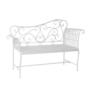 Image of Outsunny Garden Chair 2 Seater Metal Bench Patio Furniture Shabby Loveseat White