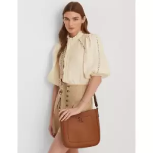 Image of Leather Shoulder Bag with Canvas Shoulder Strap