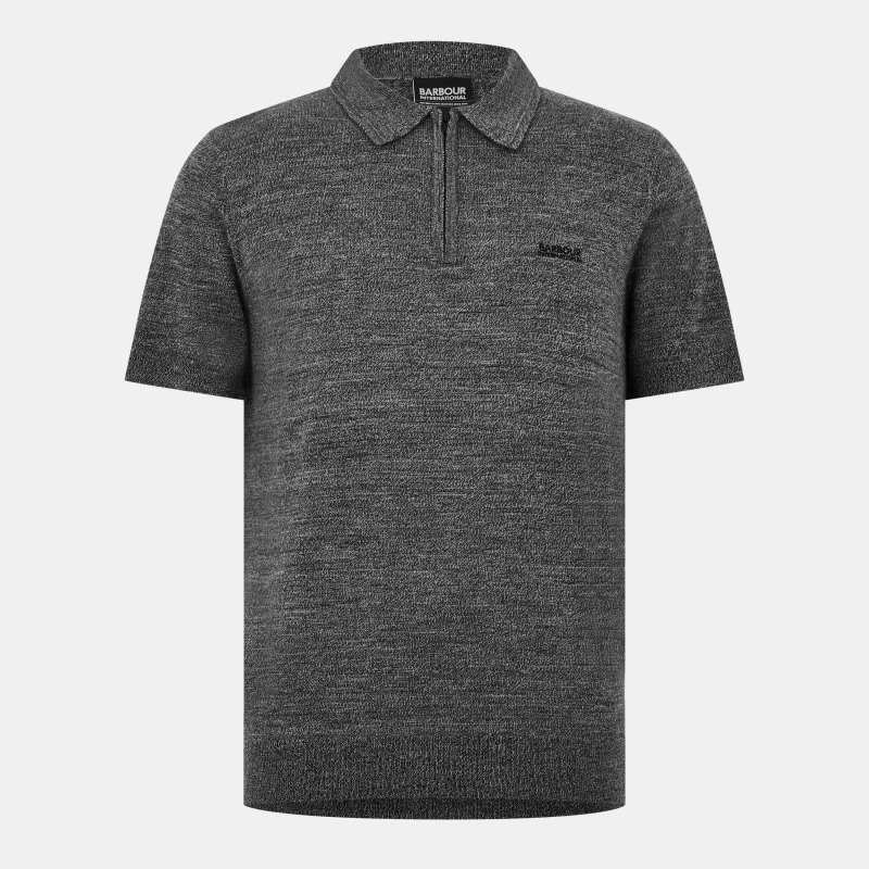 Image of Barbour International Maverick Mouline Knitted Polo Shirt Black male S