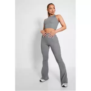 Image of I Saw It First Elasticated Waist Seamless Rib Flares - Grey