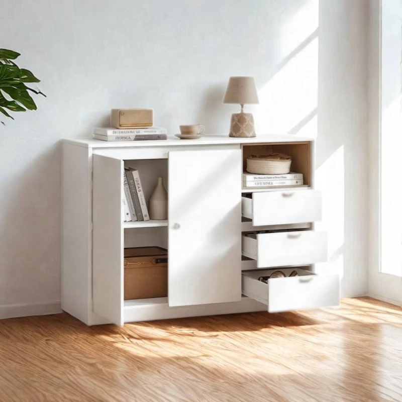 Image of Pirlo Plush Modern Sideboard Buffet Cabinet Storage Furniture in White White Unisex