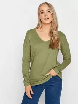 Image of Long Tall Sally 3 Pack Ls V Neck Cotton Slub Tee Black,khaki, Dark, Red, Black, Size 8, Women