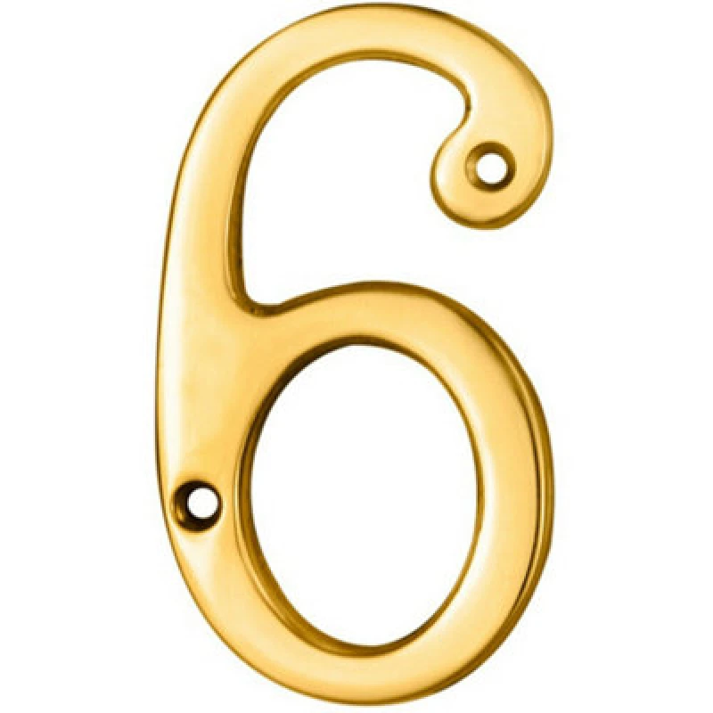 Image of Loops Stainless Brass Door Number 6/9 75mm Height 4mm Depth House Numeral Plaque Metallics